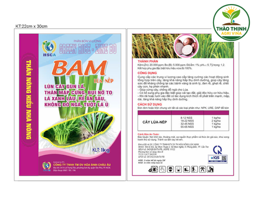 PHÂN BÓN VI LƯỢNG GREEN RICE  - ZINE BO BAM lúa - nếp
